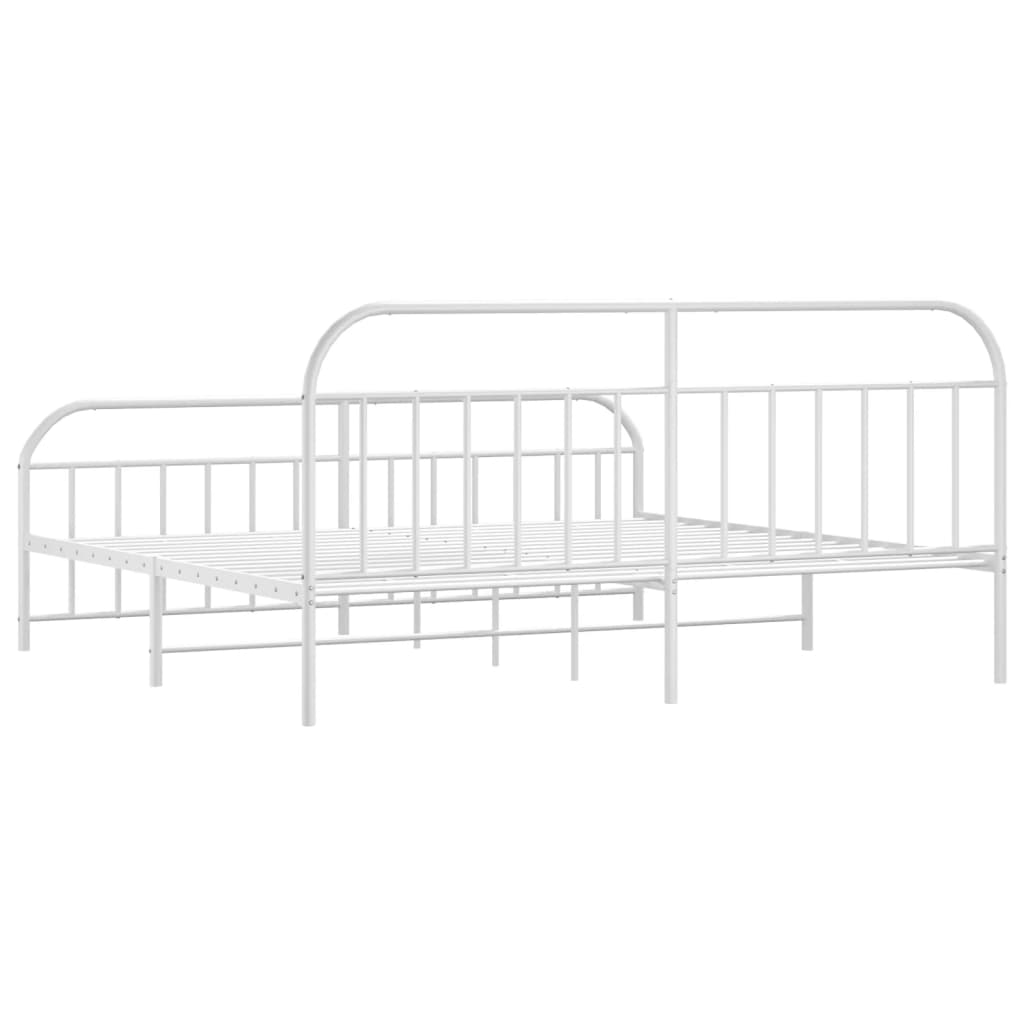 vidaXL Metal Bed Frame without Mattress with Footboard White 193x203 cm