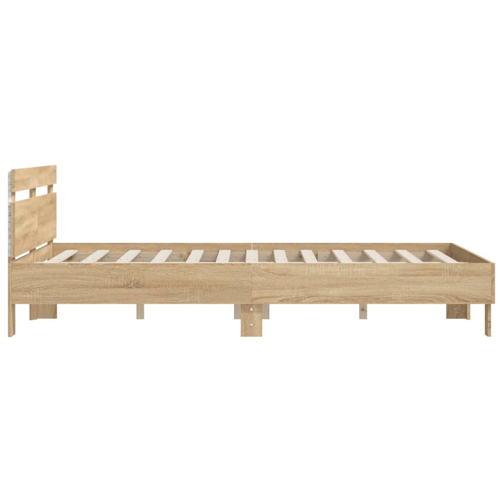 vidaXL Bed Frame with LED without Mattress Sonoma Oak 140x200 cm