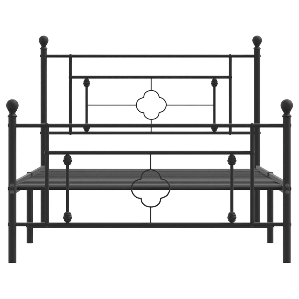 vidaXL Metal Bed Frame without Mattress with Footboard Black 107x203 cm