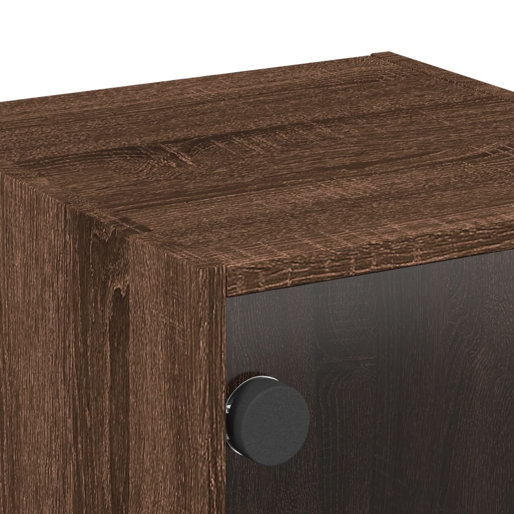 vidaXL Bedside Cabinet with Glass Door Brown Oak 35x37x35 cm