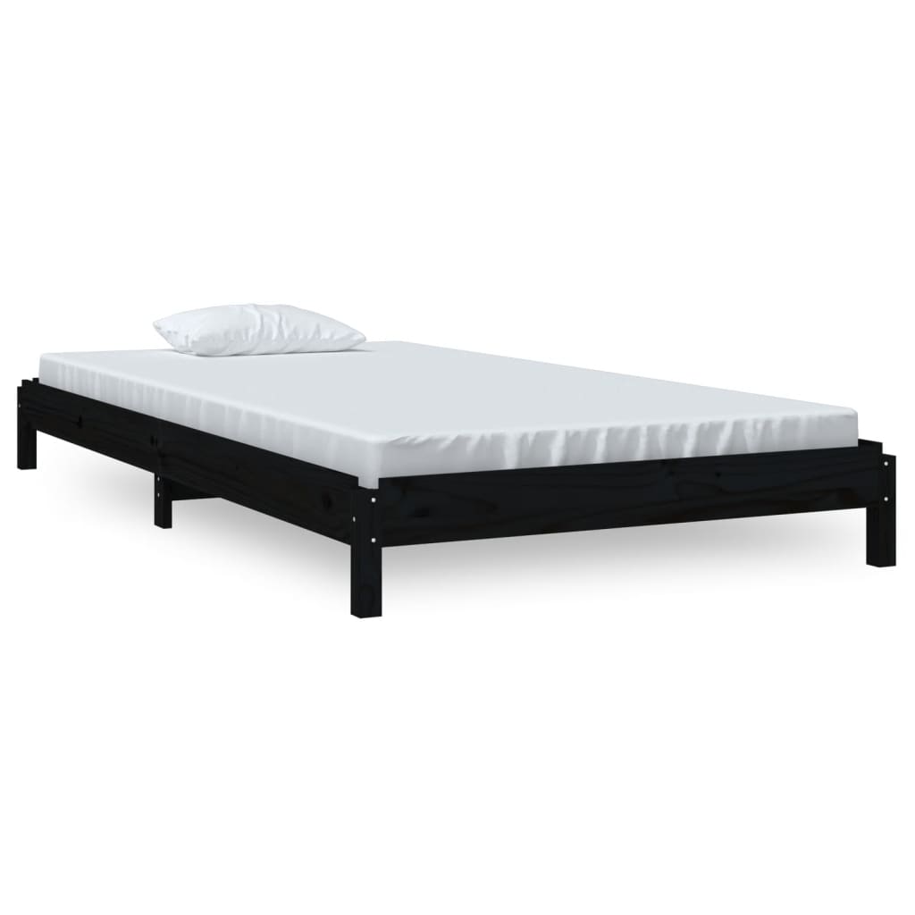 vidaXL Stack Bed without Mattress Black 100x200 cm Solid Wood Pine