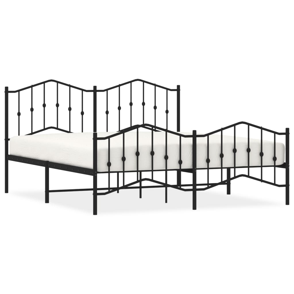 vidaXL Metal Bed Frame without Mattress with Footboard Black 183x213 cm