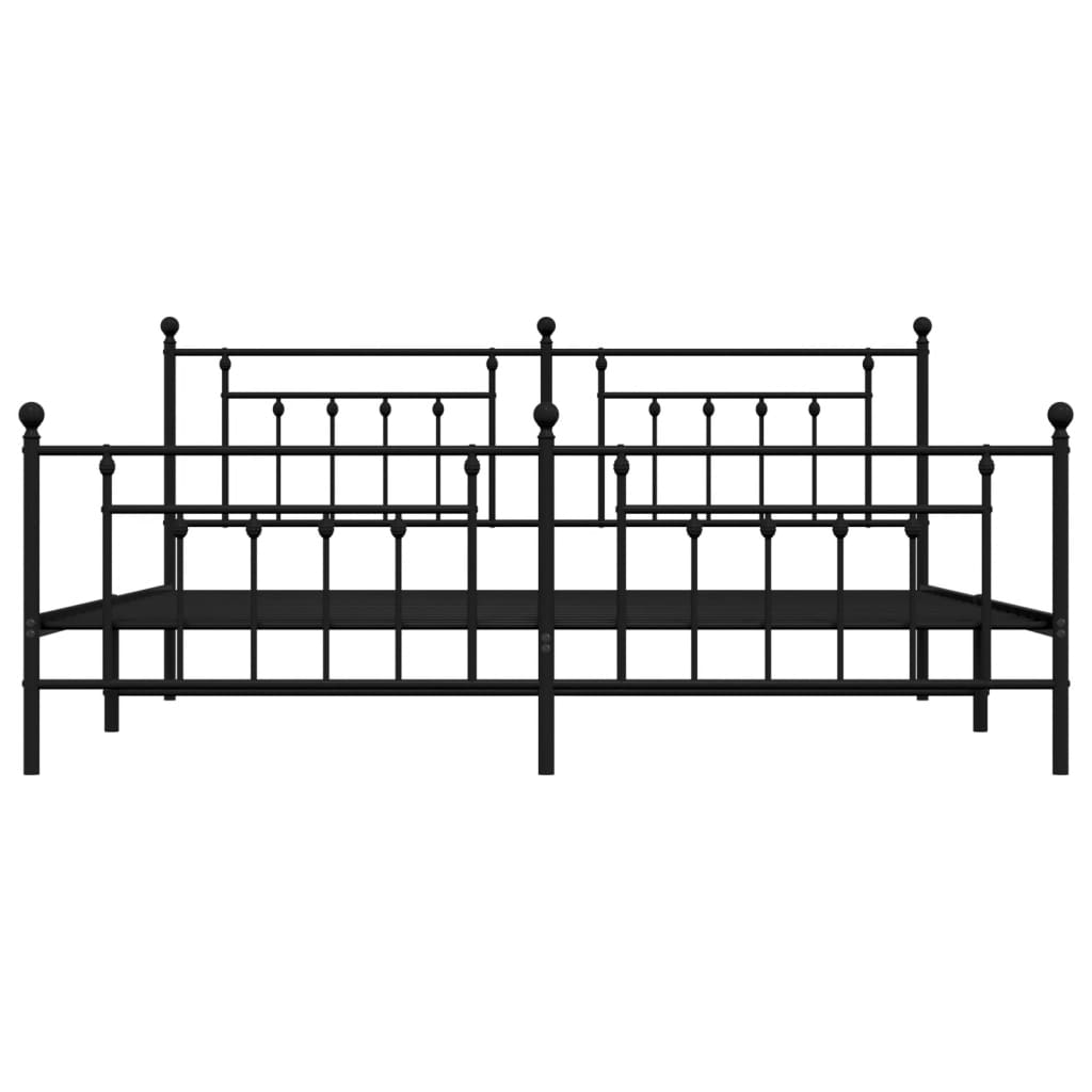 vidaXL Metal Bed Frame without Mattress with Footboard Black 200x200 cm