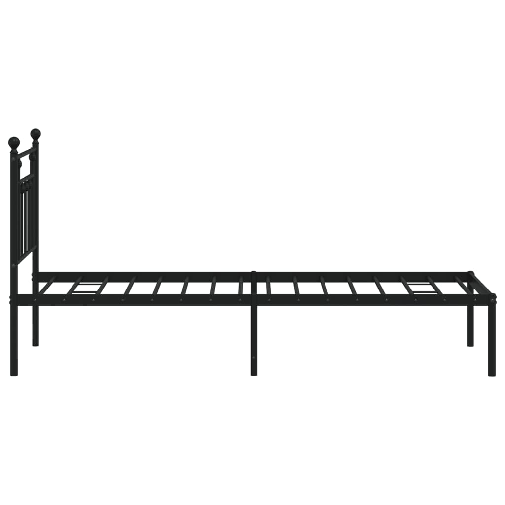 vidaXL Metal Bed Frame without Mattress with Headboard Black 75x190 cm Small Single