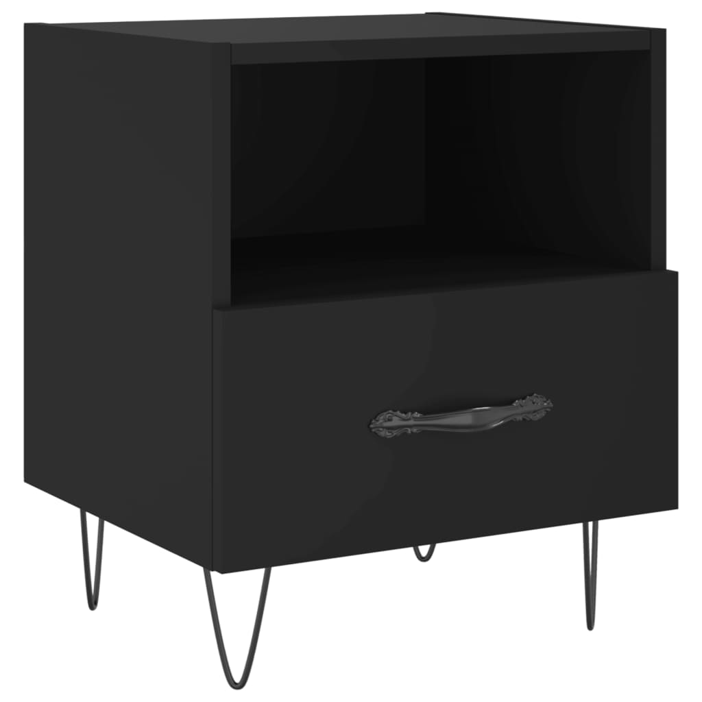 vidaXL Bedside Cabinet Black 40x35x47.5 cm Engineered Wood