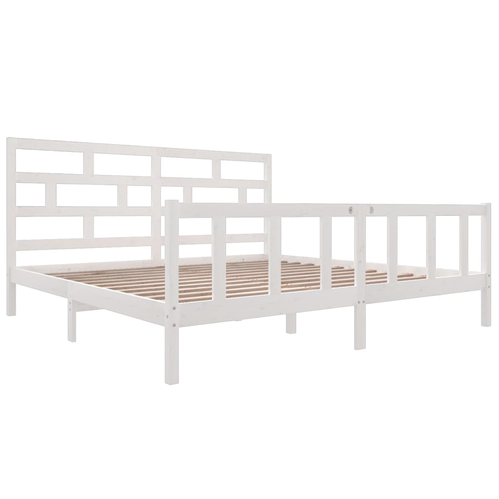 vidaXL Bed Frame without Mattress White Solid Wood 200x200 cm (810103+814215)