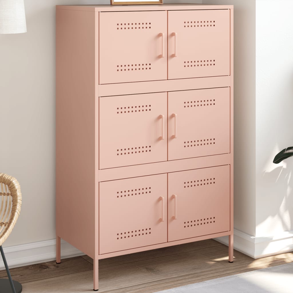 vidaXL Highboard Pink 68x39x113 cm Steel