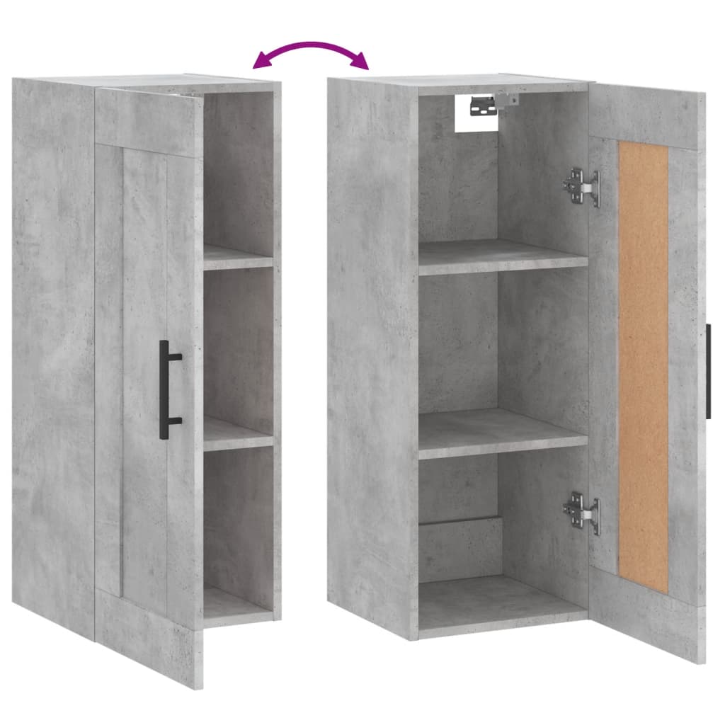 vidaXL Wall Mounted Cabinet Concrete Grey 34.5x34x90 cm Engineered Wood