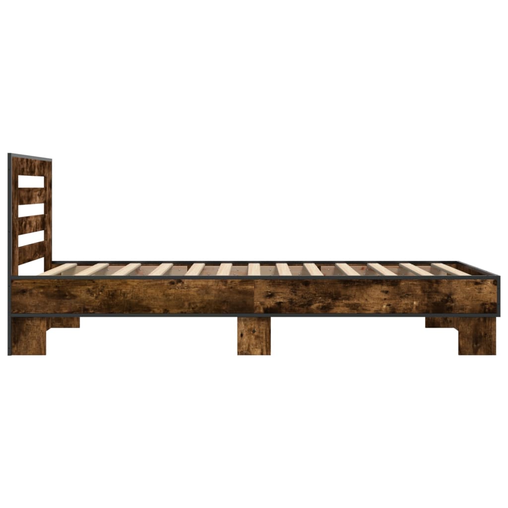 vidaXL Bed Frame without Mattress Smoked Oak 100x200 cm