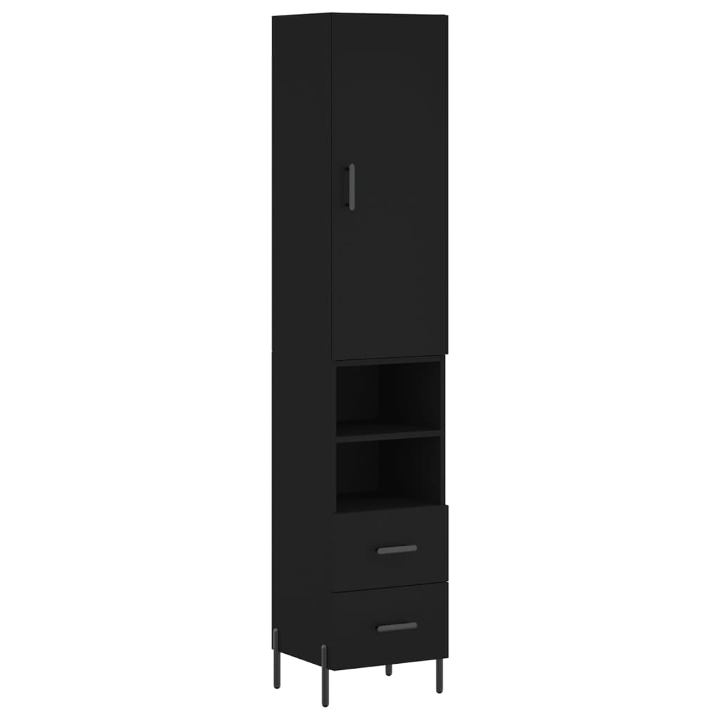 vidaXL Highboard Black 34.5x34x180 cm Engineered Wood