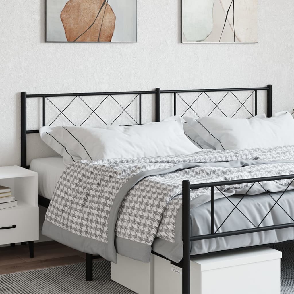 vidaXL Metal Headboard Black 180 cm