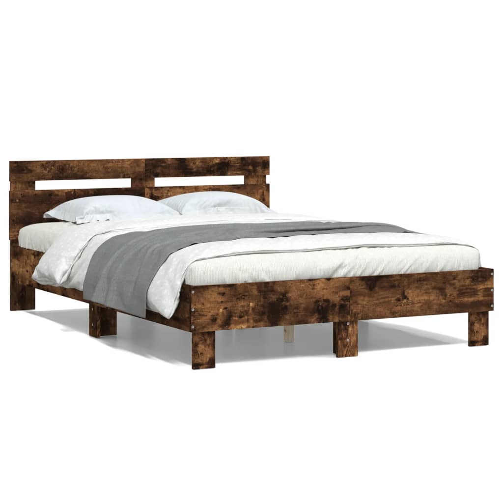 vidaXL Bed Frame without Mattress Smoked Oak 120x200 cm