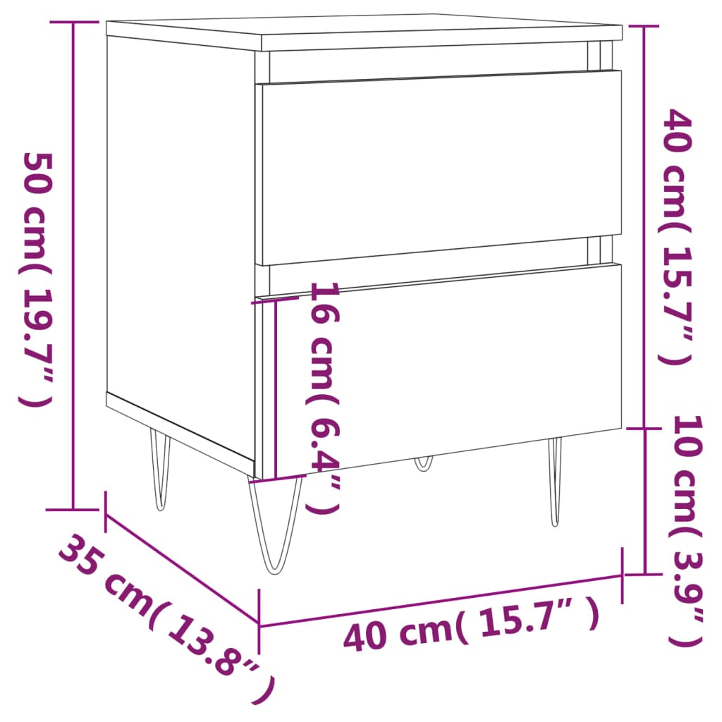 vidaXL Bedside Cabinets 2 pcs Black 40x35x50 cm Engineered Wood