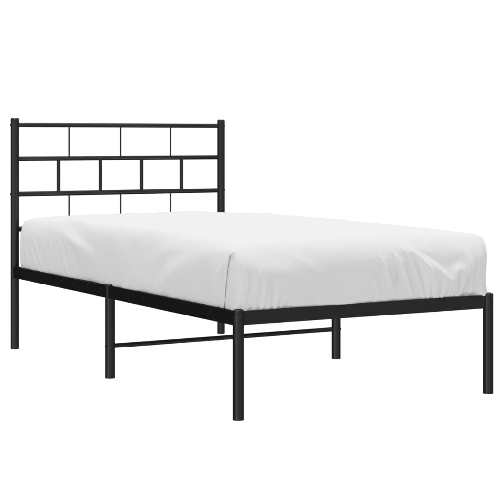 vidaXL Metal Bed Frame without Mattress with Headboard Black 107x203 cm