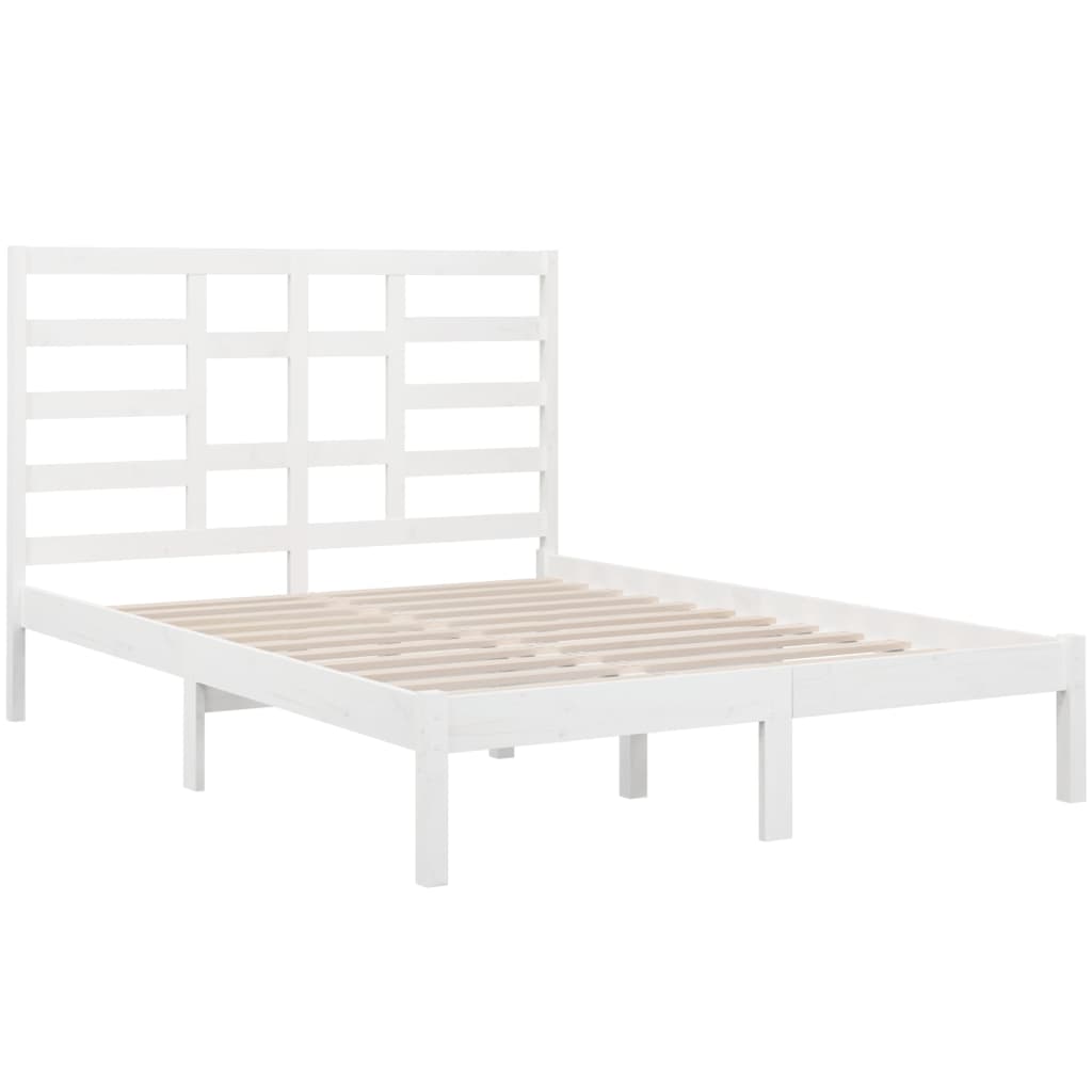 vidaXL Bed Frame without Mattress White Solid Wood 120x190 cm Small Double