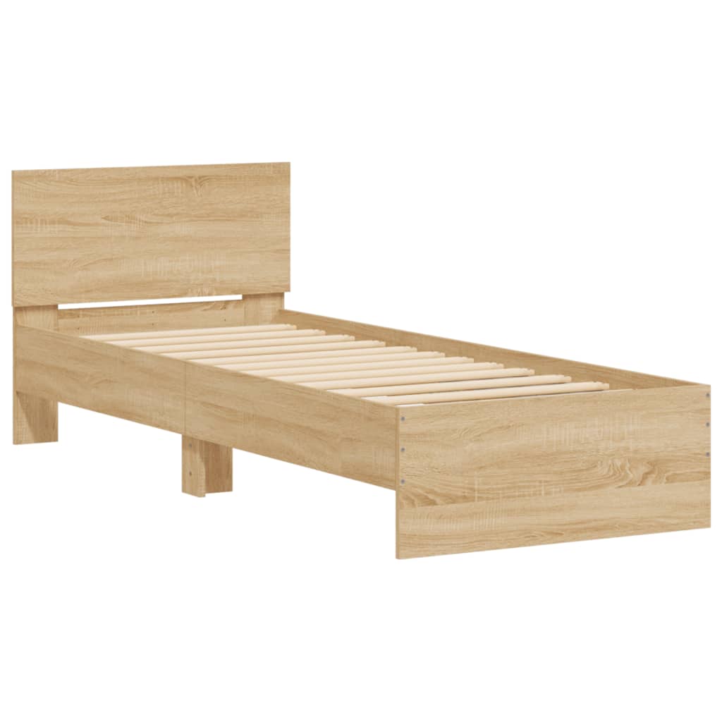 vidaXL Bed Frame without Mattress with Headboard Sonoma Oak 90x200 cm