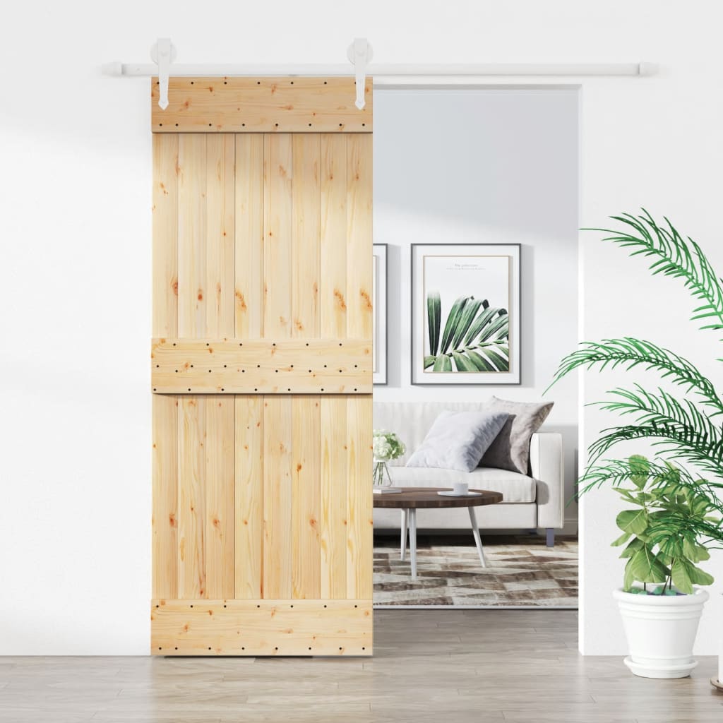 vidaXL Sliding Door with Hardware Set 80x210 cm Solid Wood Pine