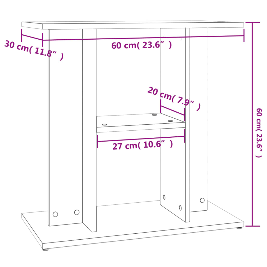 vidaXL Aquarium Stand Concrete Grey 60x30x60 cm Engineered Wood