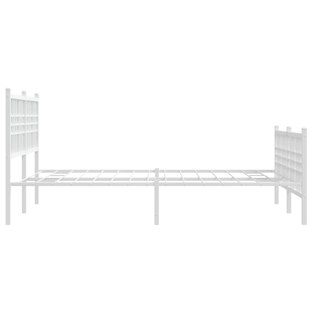 vidaXL Metal Bed Frame without Mattress with Footboard White 140x190 cm