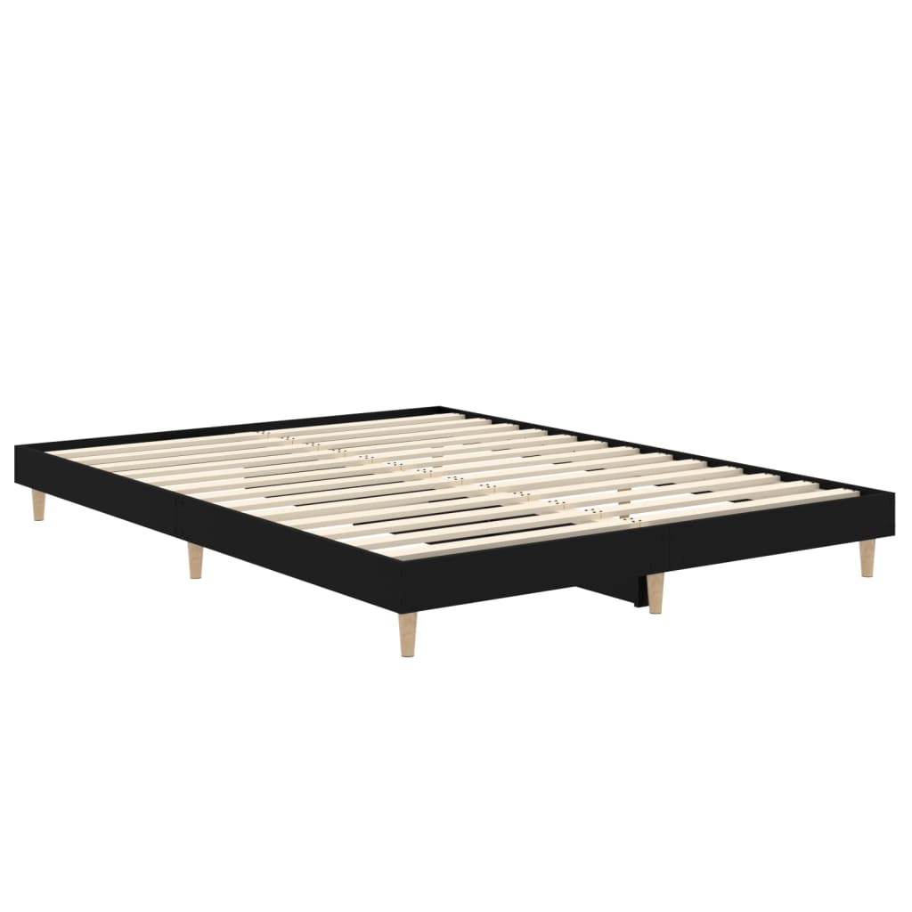 vidaXL Bed Frame without Mattress Black 140x190 cm Engineered Wood