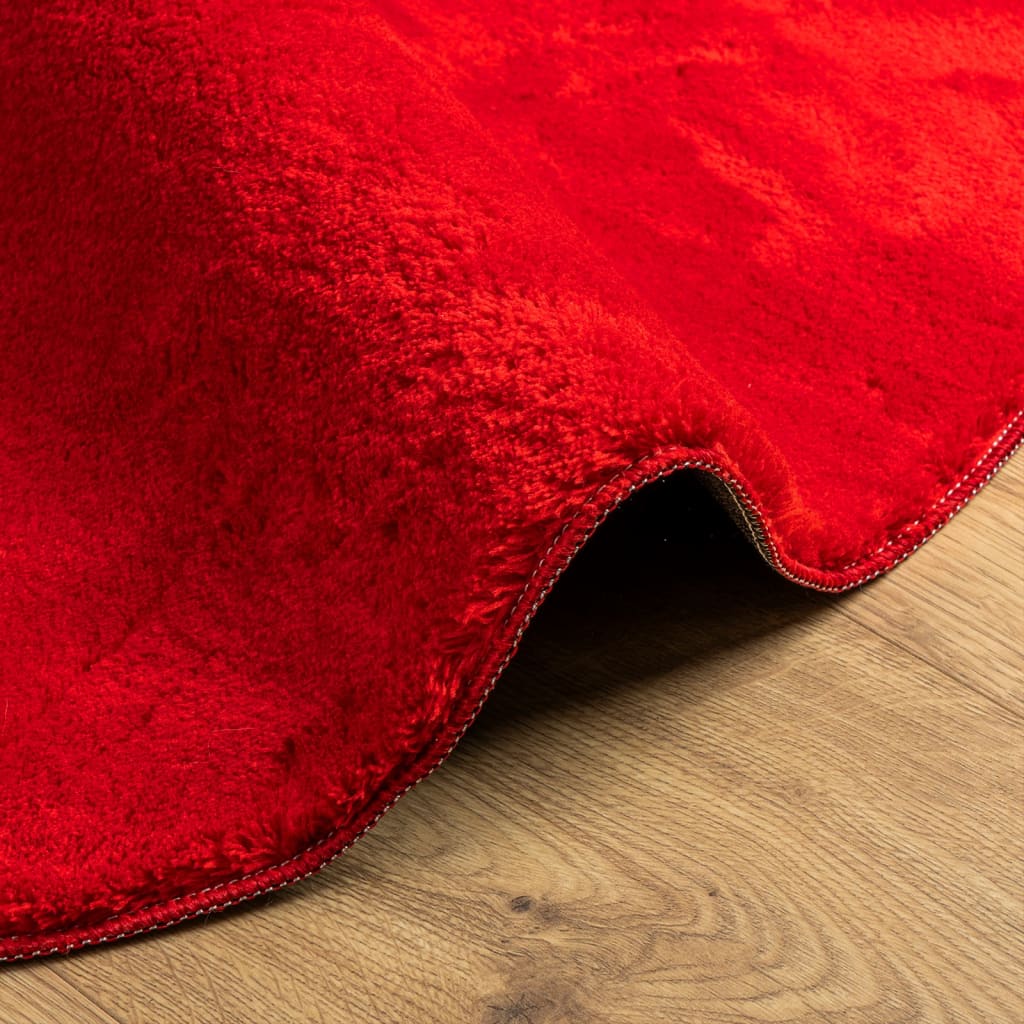 vidaXL Rug HUARTE Short Pile Soft and Washable Red Ø 80 cm