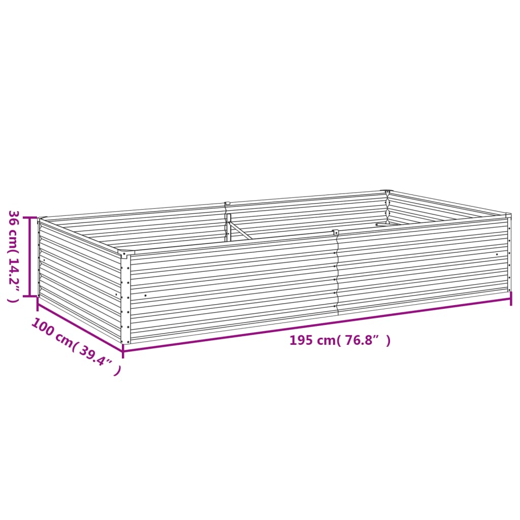 vidaXL Garden Raised Bed 195x100x36 cm Corten Steel