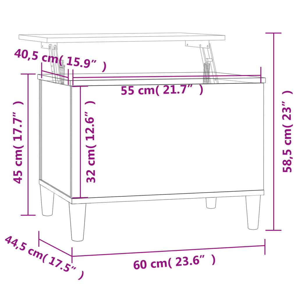 vidaXL Coffee Table High Gloss White 60x44.5x45 cm Engineered Wood