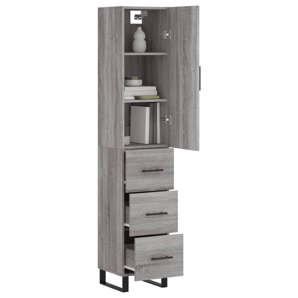 vidaXL Highboard Grey Sonoma 34.5x34x180 cm Engineered Wood