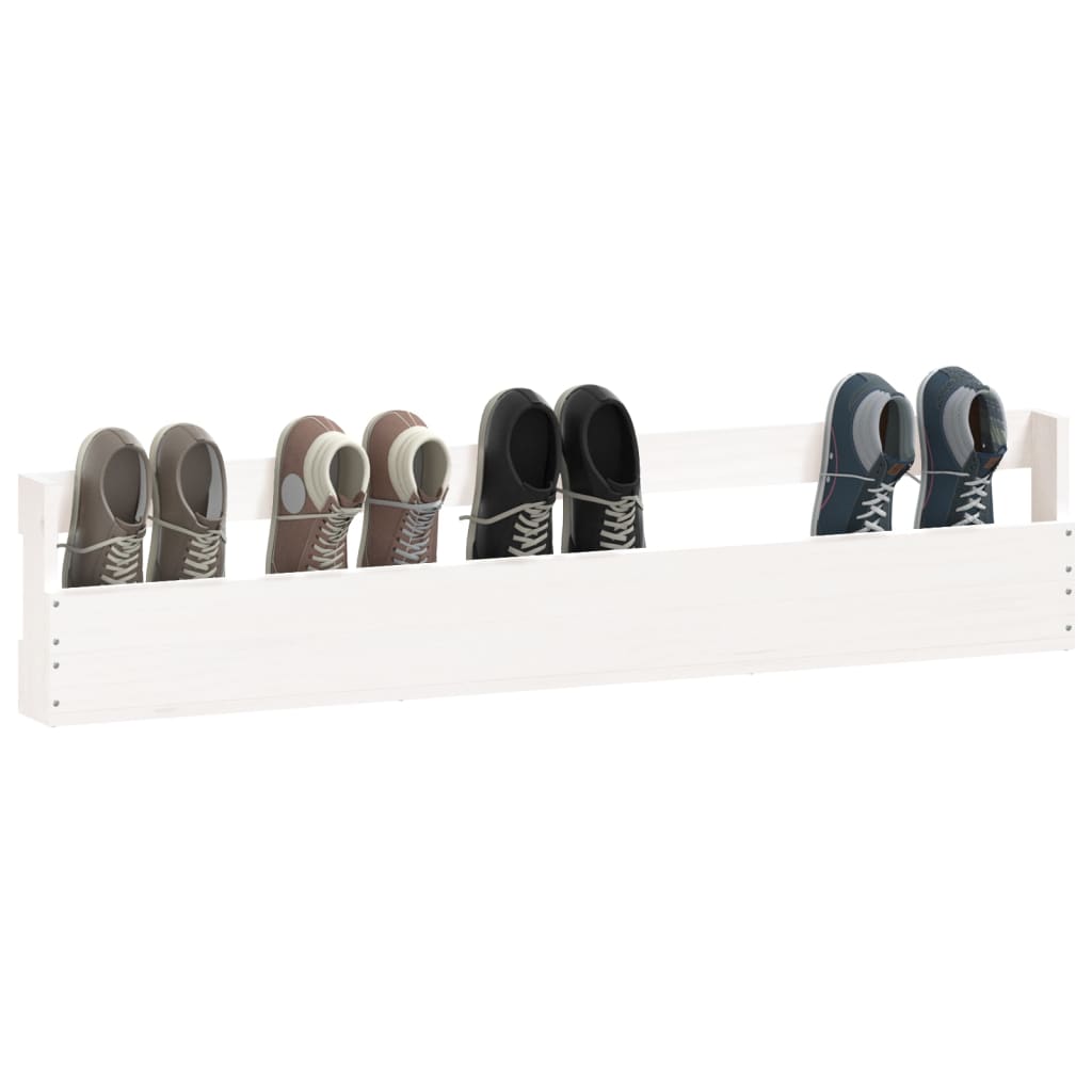 vidaXL Wall-mounted Shoe Racks 2 pcs White 110x9x23 cm Solid Wood Pine