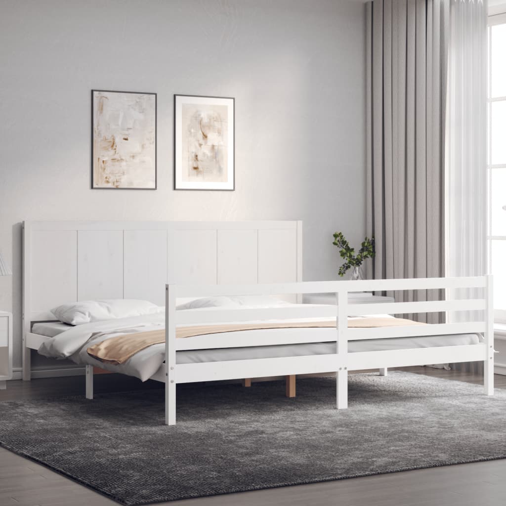 vidaXL Bed Frame without Mattress White Super King Size Solid Wood