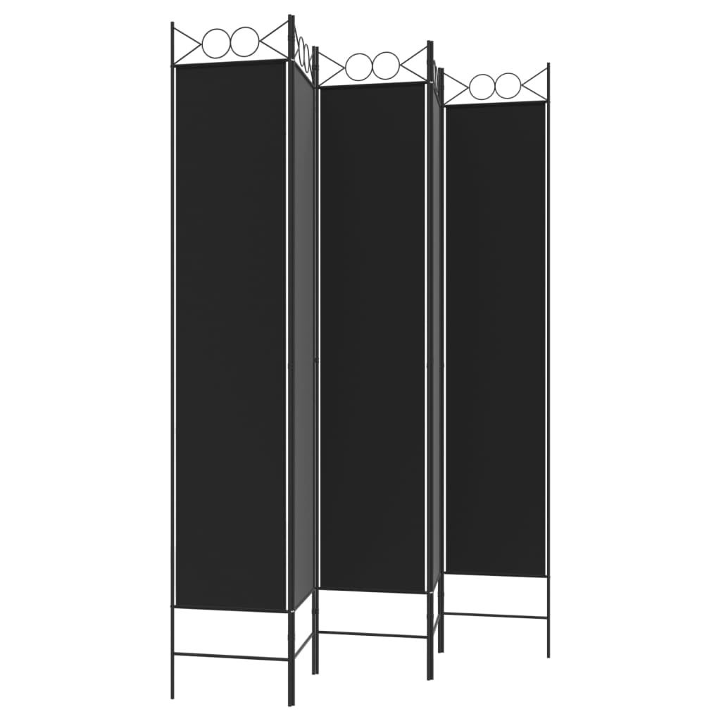 vidaXL 5-Panel Room Divider Black 200x220 cm Fabric