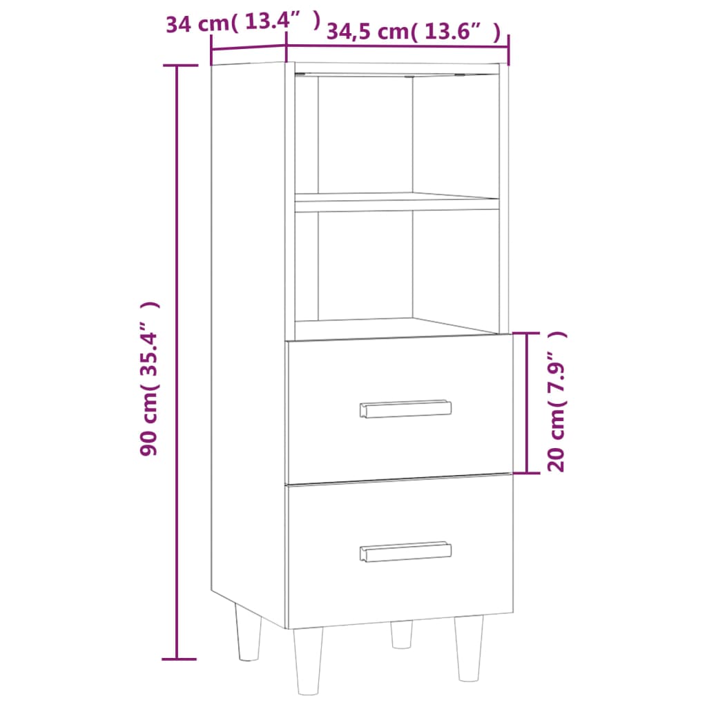 vidaXL Sideboard Concrete Grey 34.5x34x90 cm Engineered Wood