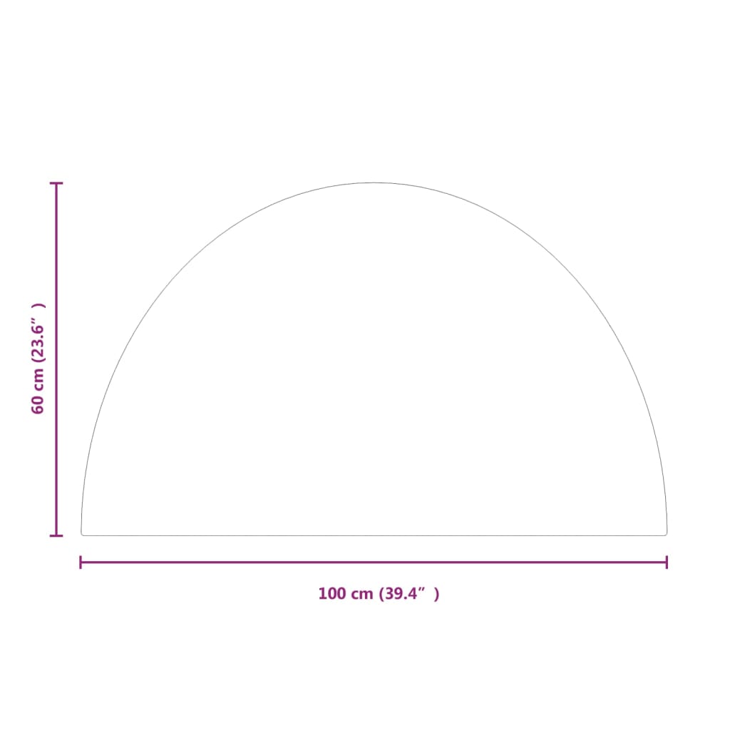 vidaXL Fireplace Glass Plate Half Round 1000x600 mm