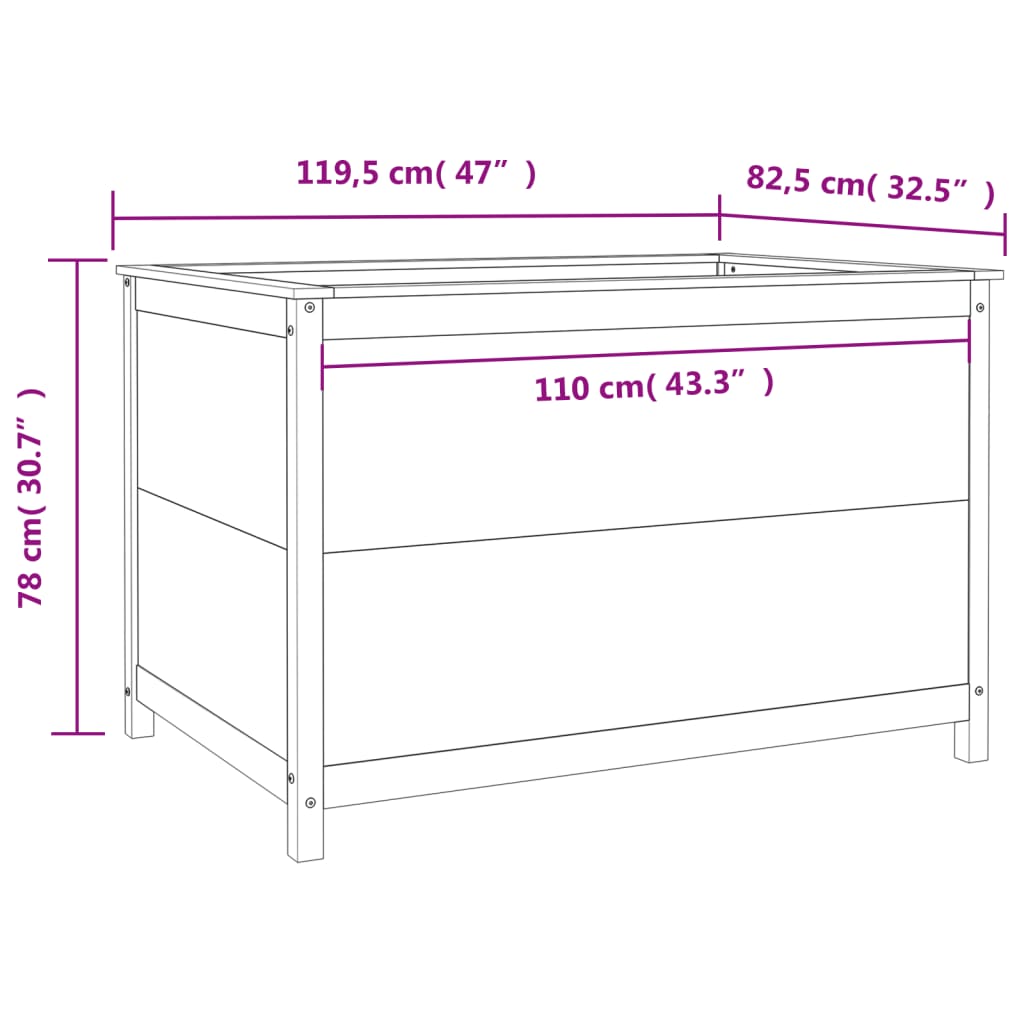 vidaXL Garden Raised Bed White 119.5x82.5x78 cm Solid Wood Pine