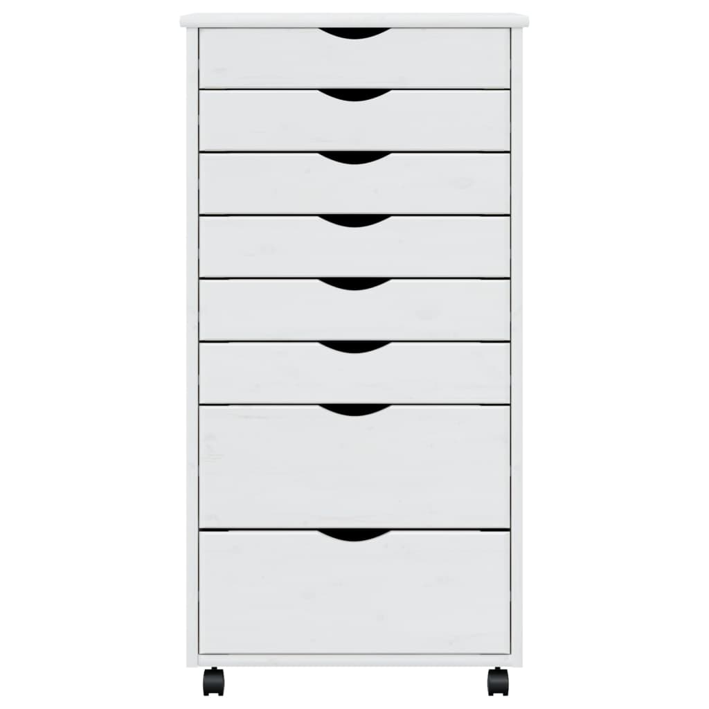 vidaXL Rolling Cabinet with Drawers MOSS White Solid Wood Pine