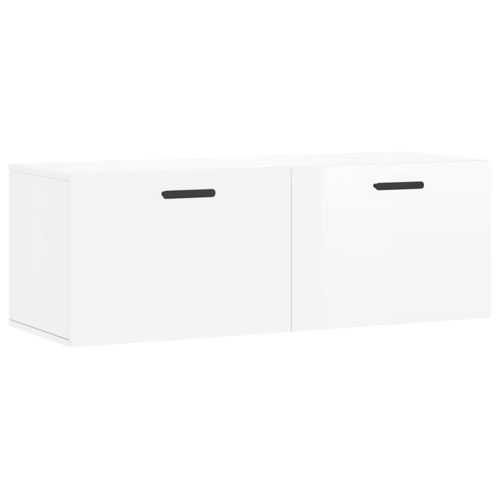 vidaXL Wall Cabinet High Gloss White 100x36.5x35 cm Engineered Wood