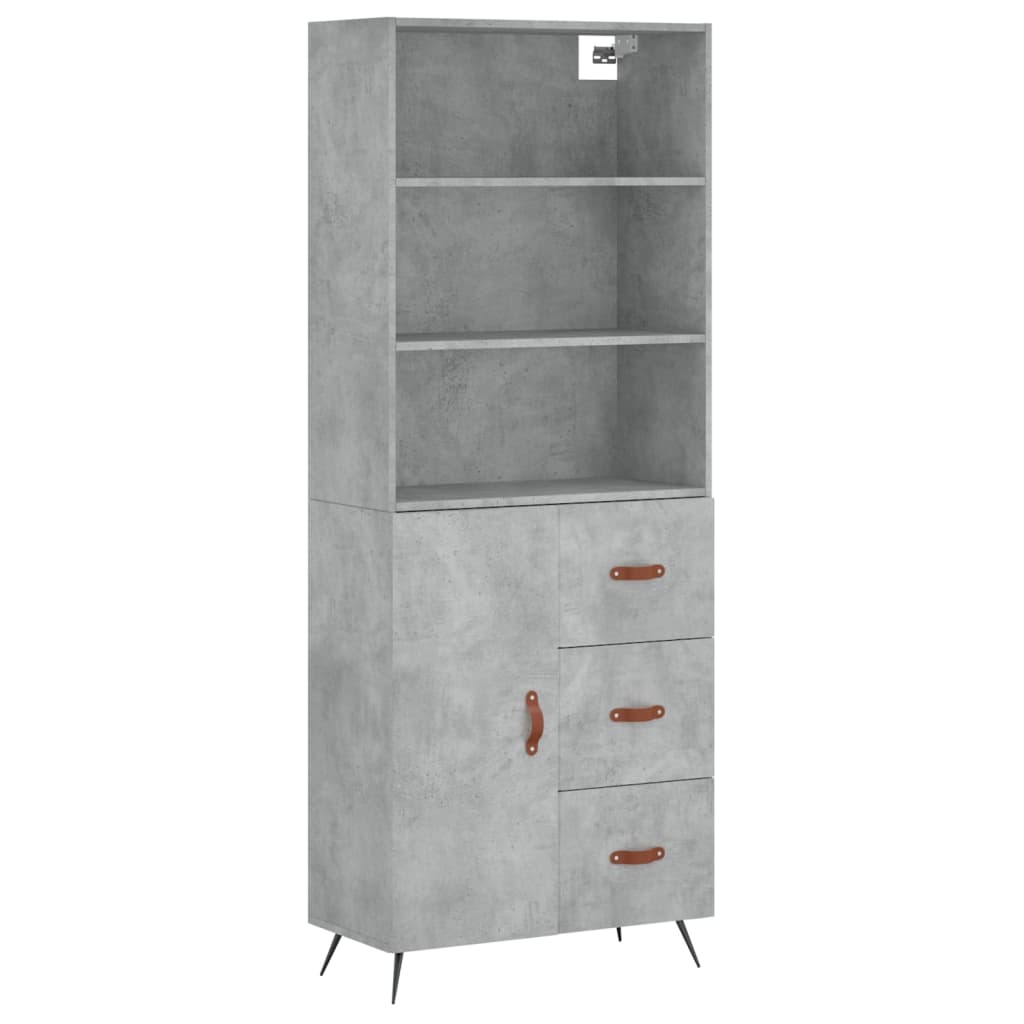 vidaXL Highboard Concrete Grey 69.5x34x180 cm Engineered Wood