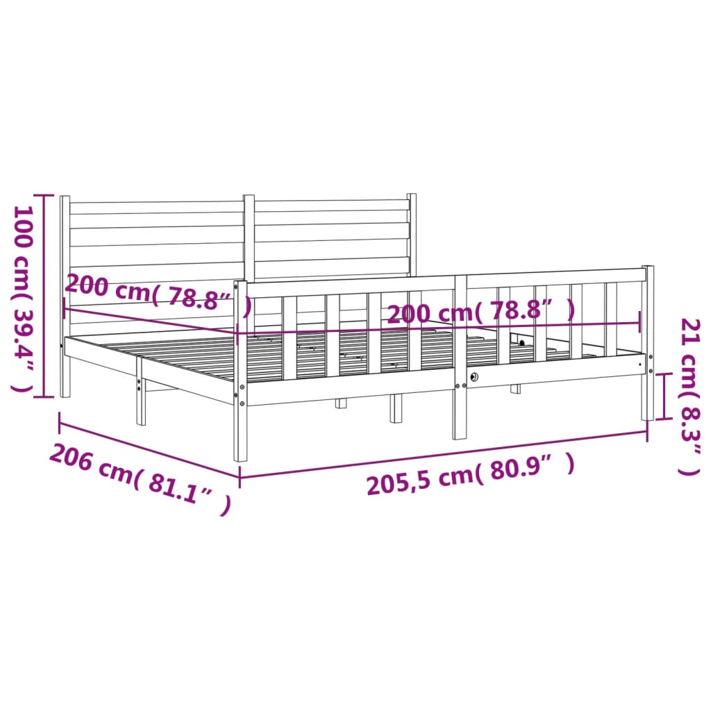 vidaXL Bed Frame without Mattress White 200x200 cm Solid Wood Pine