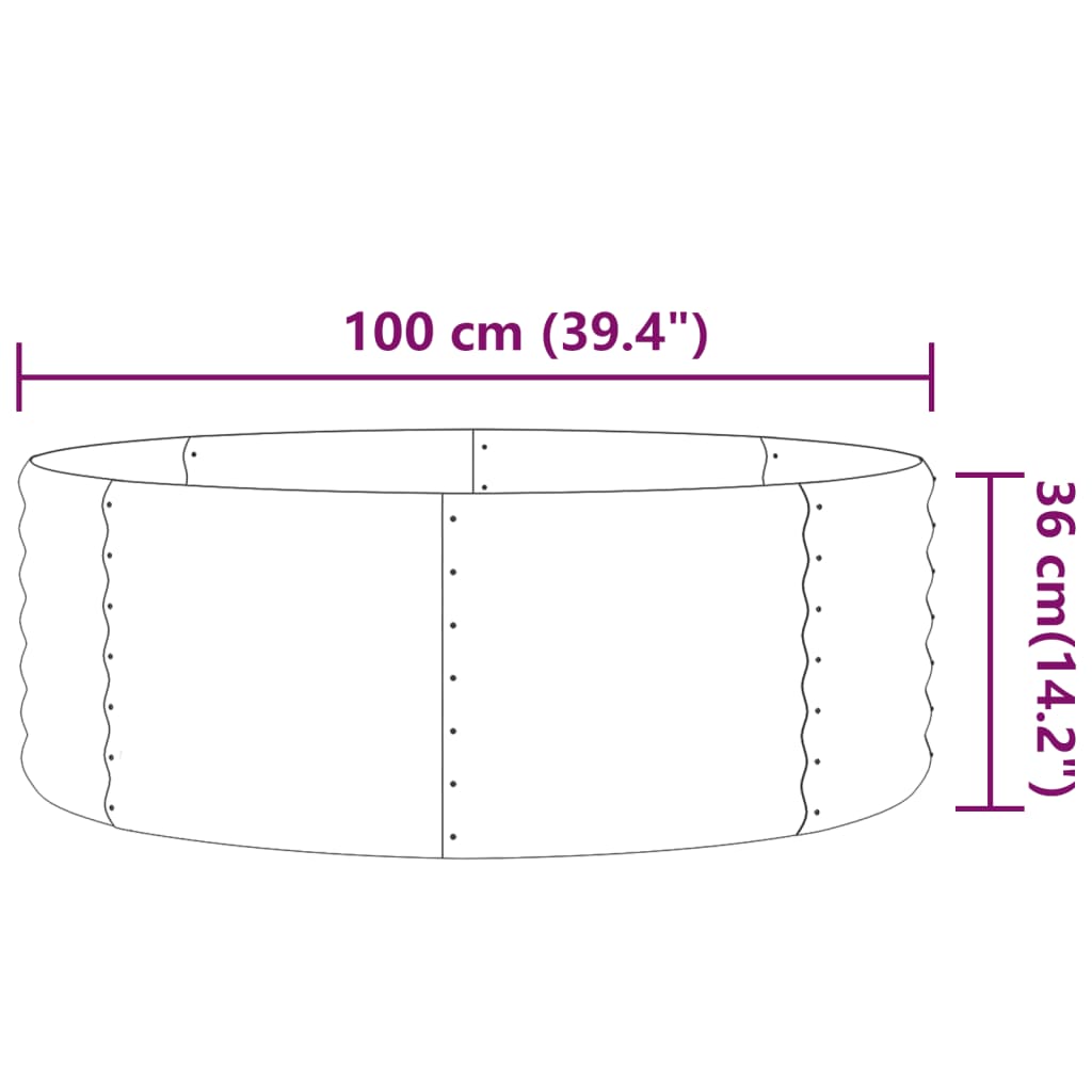 vidaXL Garden Raised Bed Powder-coated Steel 100x100x36 cm Silver