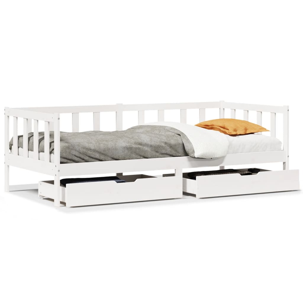 vidaXL Daybed with Drawers without Mattress White 90x190 cm Single Solid Wood