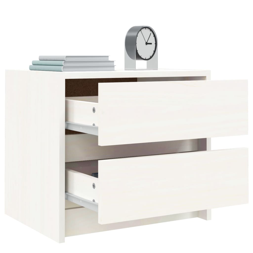 vidaXL Bedside Cabinet White 40x31x35.5 cm Solid Wood Pine