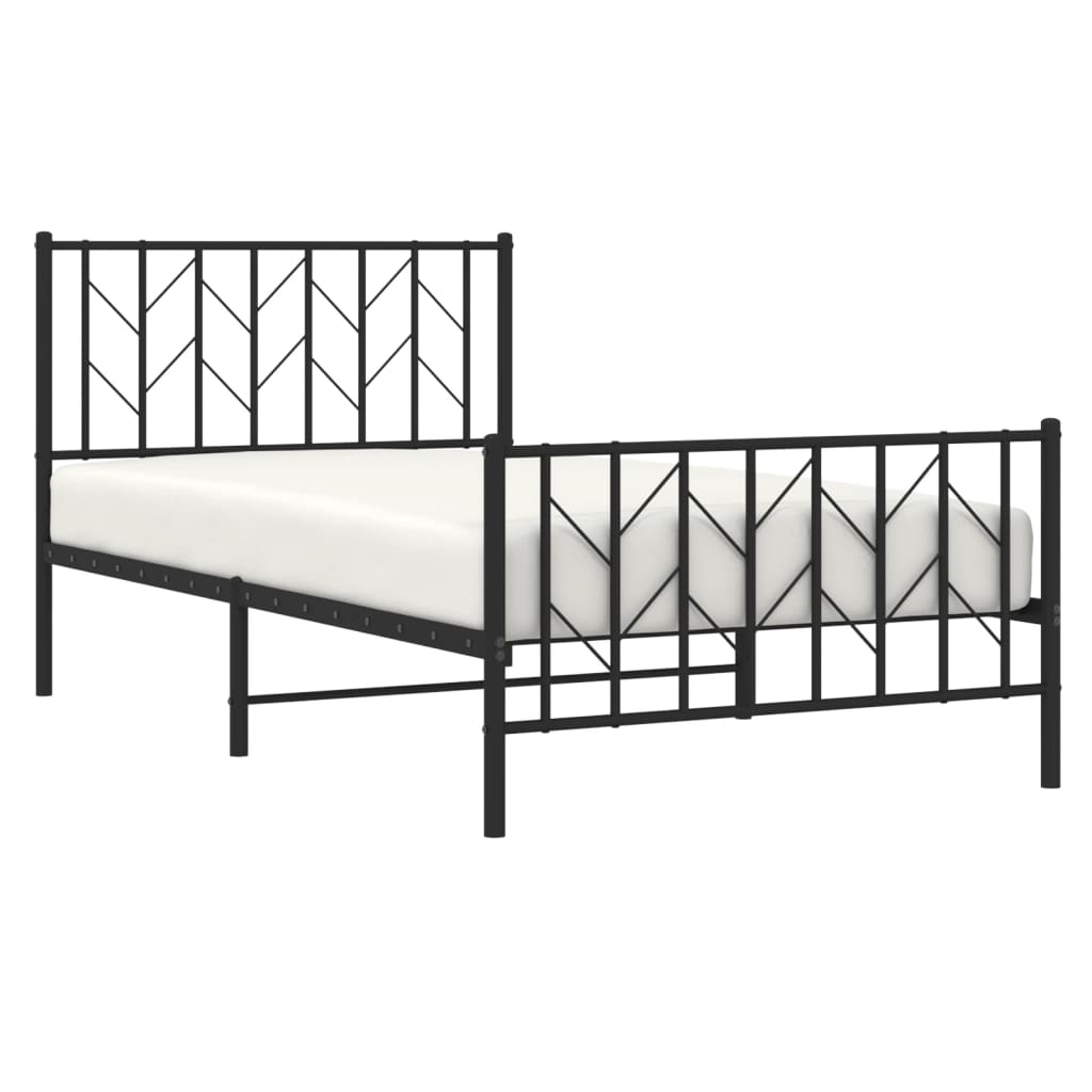 vidaXL Metal Bed Frame without Mattress with Footboard Black 100x200 cm