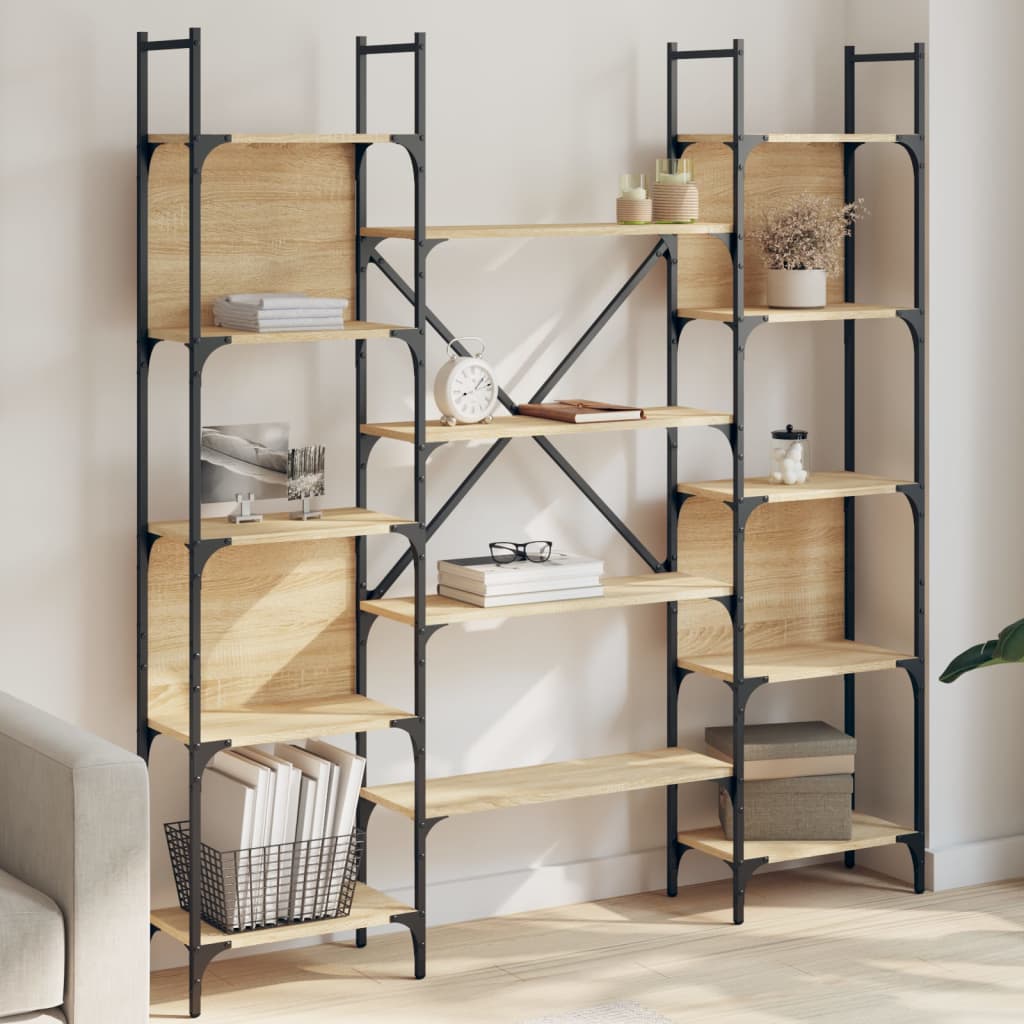 vidaXL Bookshelf Sonoma Oak 155.5x24x166.5 cm Engineered Wood