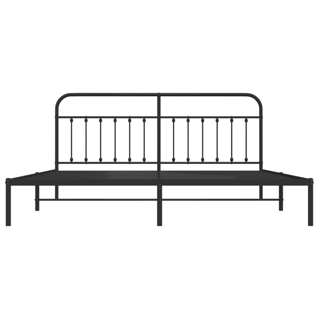 vidaXL Metal Bed Frame without Mattress with Headboard Black 193x203 cm