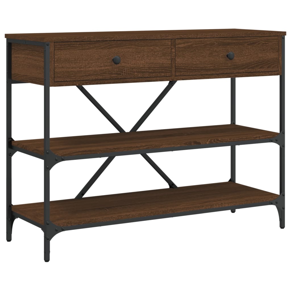 vidaXL Console Table with Drawers and Shelves Brown Oak Engineered Wood