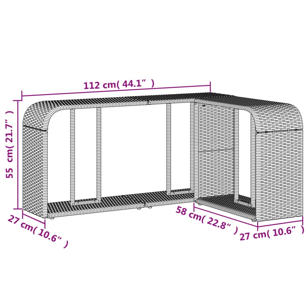 vidaXL Storage Shelves 2 pcs Light Grey Poly Rattan