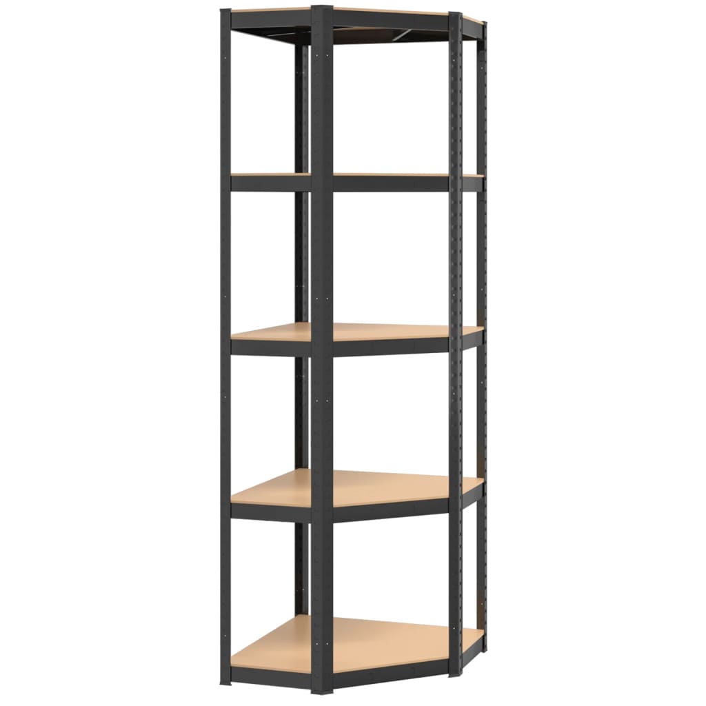 vidaXL 5-Layer Corner Shelf Anthracite Steel&Engineered Wood