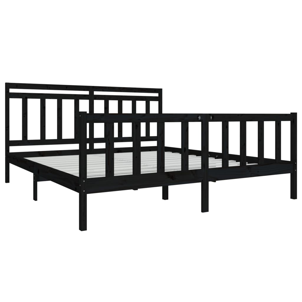 vidaXL Bed Frame without Mattress Black Super King Solid Wood