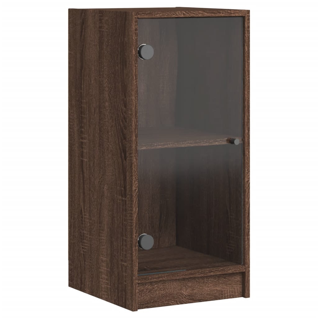 vidaXL Side Cabinet with Glass Doors Brown Oak 35x37x75.5 cm