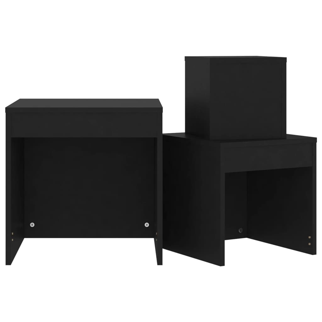 vidaXL Nesting Tables 3 pcs Black Engineered Wood